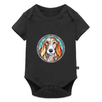 Sud russe Ovcharka chien race aquarelle verre - Body à manches courtes Premium Bébé - noir - Devant