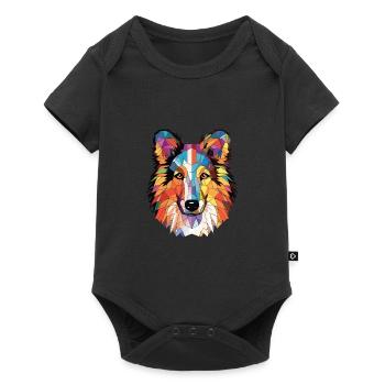 Sheltie chien race coloré aquarelle illustration - Body à manches courtes Premium Bébé - noir - Devant