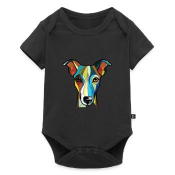 Lévrier italien chien race aquarelle colorée - Body à manches courtes Premium Bébé - noir - Devant
