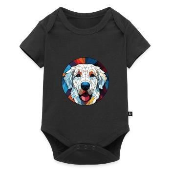 Kuvasz chien race coloré aquarelle illustration - Body à manches courtes Premium Bébé - noir - Devant