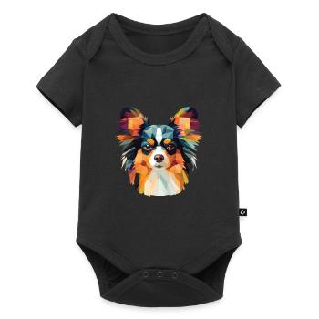 Papillon Continental Toy Spaniel Dog Watercolor - Baby Premium short-sleeve bodysuit - black - Front