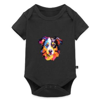 Miniature American Shepherd Dog Breed Watercolor - Baby Premium short-sleeve bodysuit - black - Front