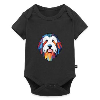 Polish Lowland Sheepdog Dog Breed Watercolor Glass - Baby Premium short-sleeve bodysuit - black - Front