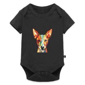 Portugiesische Podengo-Hunderasse buntes Aquarell - Baby Premium Kurzarmbody - Schwarz - Vorne