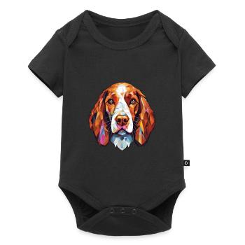 Welsh Springer Spaniel chien race verre aquarelle - Body à manches courtes Premium Bébé - noir - Devant