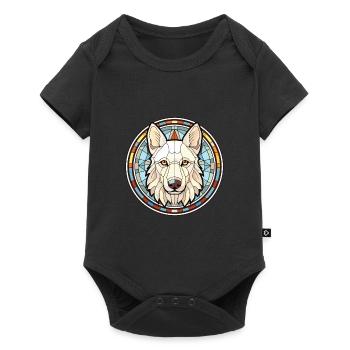 White Shepherd Dog Breed Watercolor Illustration - Baby Premium short-sleeve bodysuit - black - Front