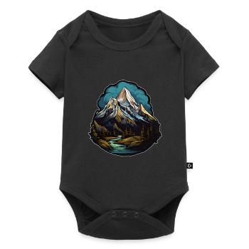 Mountain, Forest, River, Sky, Gloomy, Water, Trees, Summit - Baby Premium short-sleeve bodysuit - black - Front