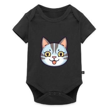 American Shorthair Cat Cartoon Watercolor Clipart - Baby Premium short-sleeve bodysuit - black - Front