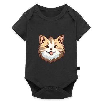 American Bobtail Cat Cartoon Watercolor Clipart - Baby Premium short-sleeve bodysuit - black - Front