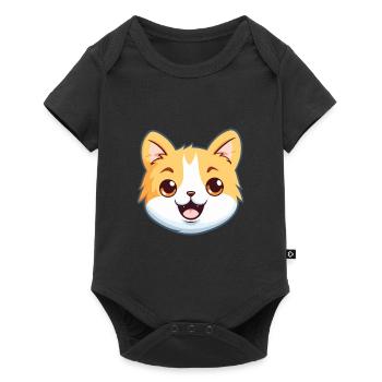 Bambino Cat Cartoon Illustration à l’aquarelle - Body à manches courtes Premium Bébé - noir - Devant