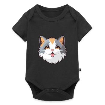 Dilute Calico Cat Cartoon Watercolor Illustration - Baby Premium short-sleeve bodysuit - black - Front