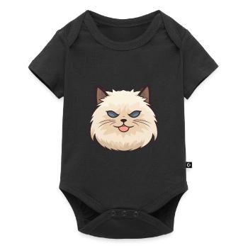 Illustration à l’aquarelle de dessin animé de chat de l’Himalaya - Body à manches courtes Premium Bébé - noir - Devant