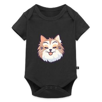 Norwegian Forest Cat Cartoon Watercolor Clipart - Baby Premium short-sleeve bodysuit - black - Front