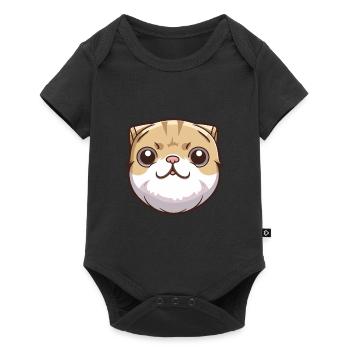 Scottish Fold Shorthair chat dessin animé Art de l’aquarelle - Body à manches courtes Premium Bébé - noir - Devant