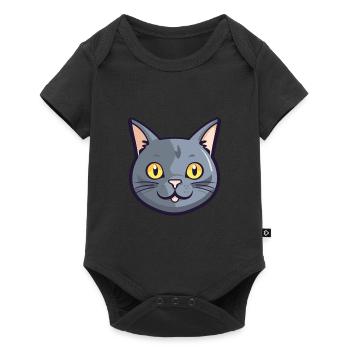 Chartreux Cat Cartoon Watercolor Illustration - Baby Premium short-sleeve bodysuit - black - Front
