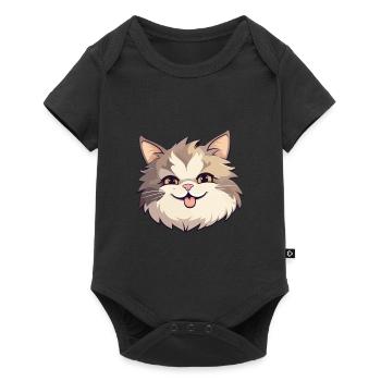 Ragamuffin chat dessin animé illustration à l’aquarelle - Body à manches courtes Premium Bébé - noir - Devant