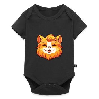 Ginger Longhair Cat Cartoon Watercolor Clipart - Baby Premium short-sleeve bodysuit - black - Front