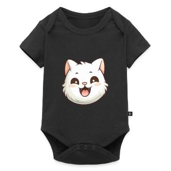 Khao Manee chat dessin animé illustration à l’aquarelle - Body à manches courtes Premium Bébé - noir - Devant