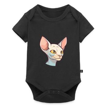 Sphynx Cat Cartoon Watercolor Illustration - Baby Premium short-sleeve bodysuit - black - Front