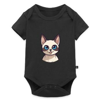 Siamese Shorthair Cat Cartoon Watercolor Clipart - Baby Premium short-sleeve bodysuit - black - Front