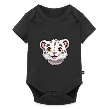 Léopard des neiges bébé chat dessin animé aquarelle Clipart - Body à manches courtes Premium Bébé - noir - Devant