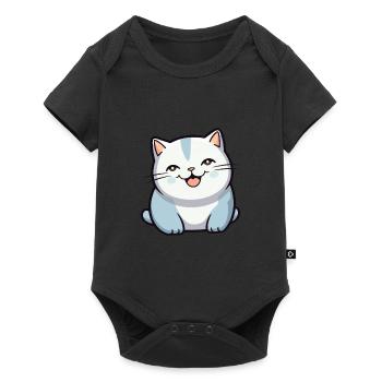British Fold Shorthair Cat Dessin Aquarelle Art - Body à manches courtes Premium Bébé - noir - Devant
