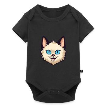 Balinesische Katze Cartoon Aquarell Illustration - Baby Premium Kurzarmbody - Schwarz - Vorne