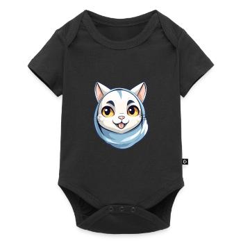 Arabian Mau Cat Cartoon Watercolor Illustration - Baby Premium short-sleeve bodysuit - black - Front