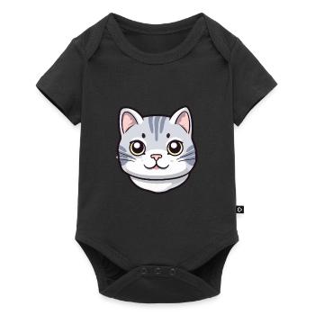 American Shorthair Cat Cartoon Watercolor Clipart - Baby Premium short-sleeve bodysuit - black - Front