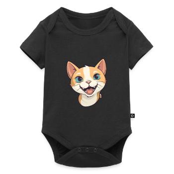 German Rex Cat Cartoon Watercolor Illustration - Baby Premium short-sleeve bodysuit - black - Front