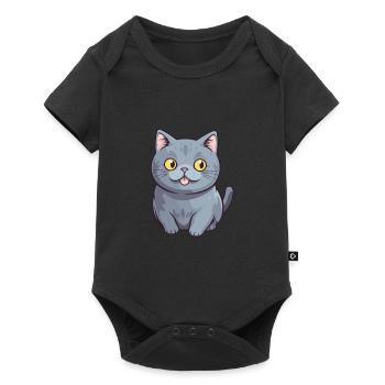 British Shorthair Cat Cartoon Watercolor Clipart - Baby Premium short-sleeve bodysuit - black - Front