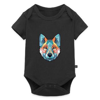 Norwegian Elkhound Dog Breed Colorful Watercolor - Baby Premium short-sleeve bodysuit - black - Front