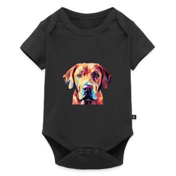 Labrador Retriever Hund Rasse buntes Aquarell - Baby Premium Kurzarmbody - Schwarz - Vorne