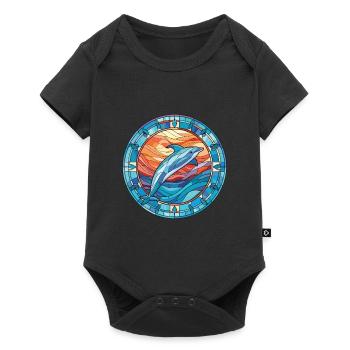 Dolphin Colorful Watercolor Animal Illustration - Baby Premium short-sleeve bodysuit - black - Front