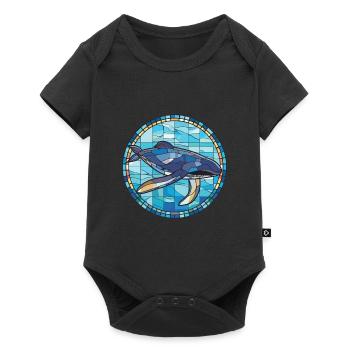 Blue Whale Colorful Watercolor Animal Illustration - Baby Premium short-sleeve bodysuit - black - Front