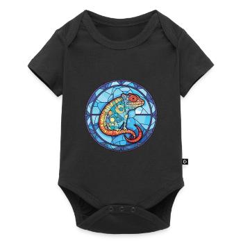 Chameleon Colorful Watercolor Animal Illustration - Baby Premium short-sleeve bodysuit - black - Front