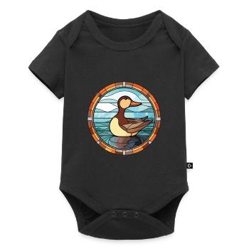 Duck Colorful Watercolor Animal Pet Illustration - Baby Premium short-sleeve bodysuit - black - Front