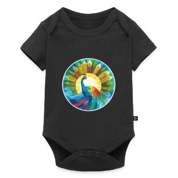 Peacock Colorful Watercolor Animal Illustration - Baby Premium short-sleeve bodysuit - black - Front