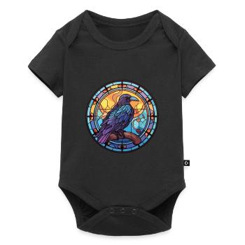 Raven Colorful Watercolor Animal Pet Illustration - Baby Premium short-sleeve bodysuit - black - Front