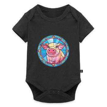 Cochon Coloré Aquarelle Animal Animal Illustration - Body à manches courtes Premium Bébé - noir - Devant