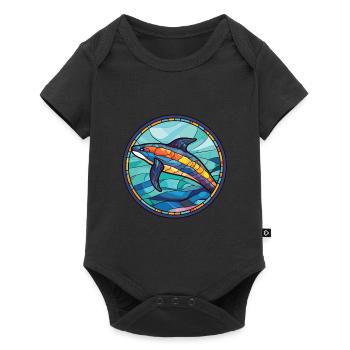 Baleine Colorée Aquarelle Animal Animal Illustration - Body à manches courtes Premium Bébé - noir - Devant