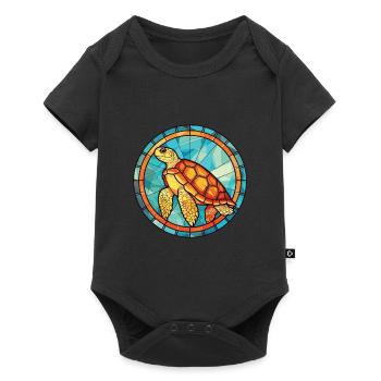 Turtle Colorful Watercolor Animal Pet Illustration - Baby Premium short-sleeve bodysuit - black - Front