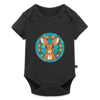 Rabbit Colorful Watercolor Animal Pet Illustration - Baby Premium short-sleeve bodysuit - black - Front