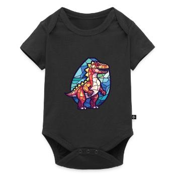 Illustration animale aquarelle colorée de dinosaure - Body à manches courtes Premium Bébé - noir - Devant