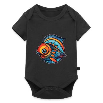 Fish Colorful Watercolor Animal Pet Illustration - Baby Premium short-sleeve bodysuit - black - Front