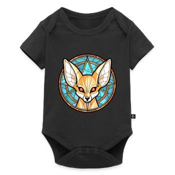 Fennec Fox bunte Aquarell-Tierillustration - Baby Premium Kurzarmbody - Schwarz - Vorne
