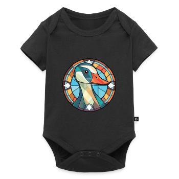 Goose Colorful Watercolor Animal Pet Illustration - Baby Premium short-sleeve bodysuit - black - Front