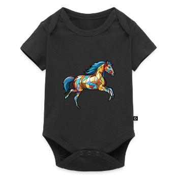 Horse Running Gallop Colorful Watercolor Animal - Baby Premium short-sleeve bodysuit - black - Front