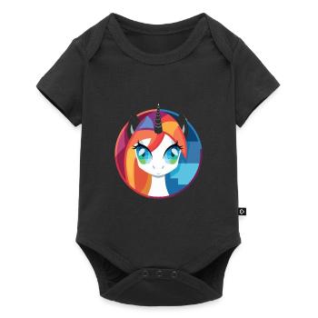 Poney aquarelle colorée Animal animal de compagnie Illustration - Body à manches courtes Premium Bébé - noir - Devant