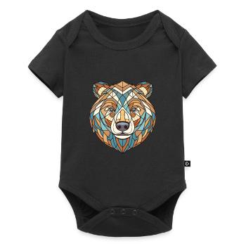 Siberian Brown Bear Colorful Watercolor Animal - Baby Premium short-sleeve bodysuit - black - Front